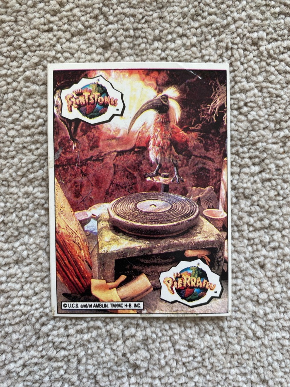 Vintage The Flinstones Peel Off Sticker Card - Kraft Snackeroos